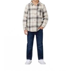 NEW EMMA JEAN flannel button down shirt in cream and black